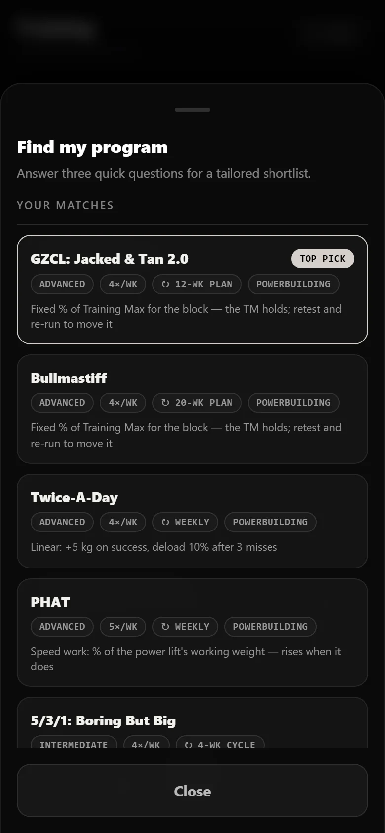 Durata finder results with GZCL: Jacked & Tan 2.0 as the top match