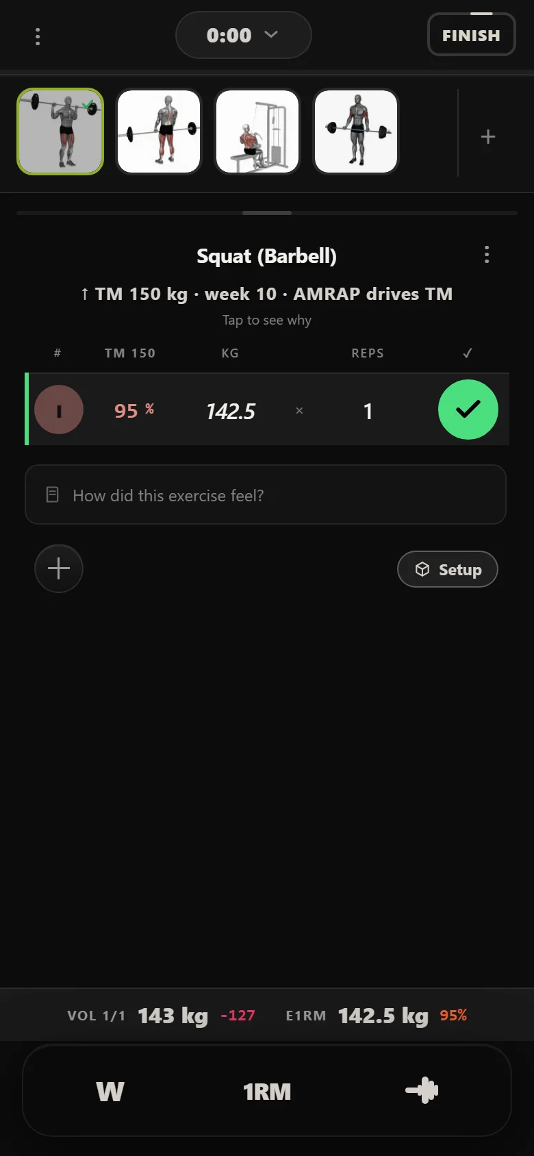 The Rippler week 10 squat in Durata: a single at 95 percent