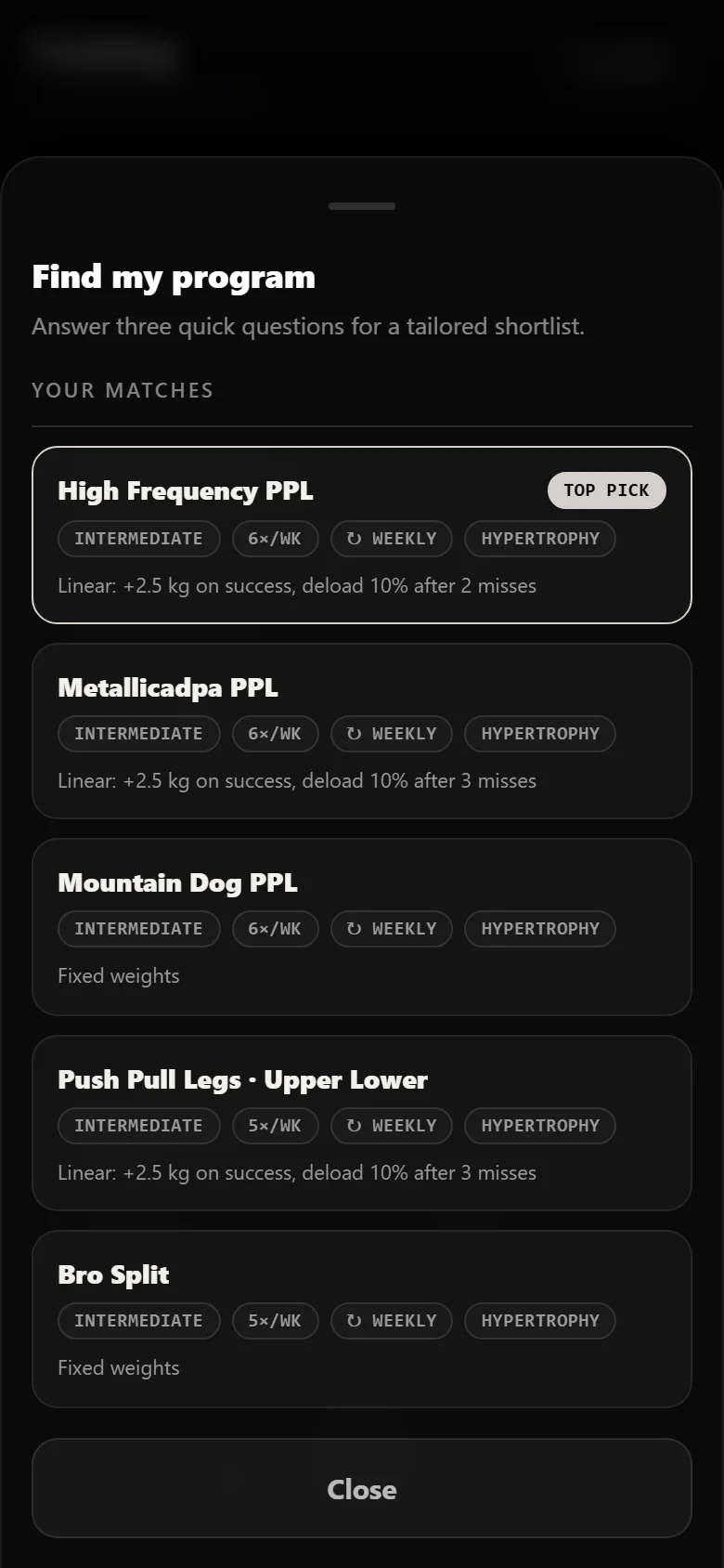 Durata finder results with High Frequency PPL as the top match
