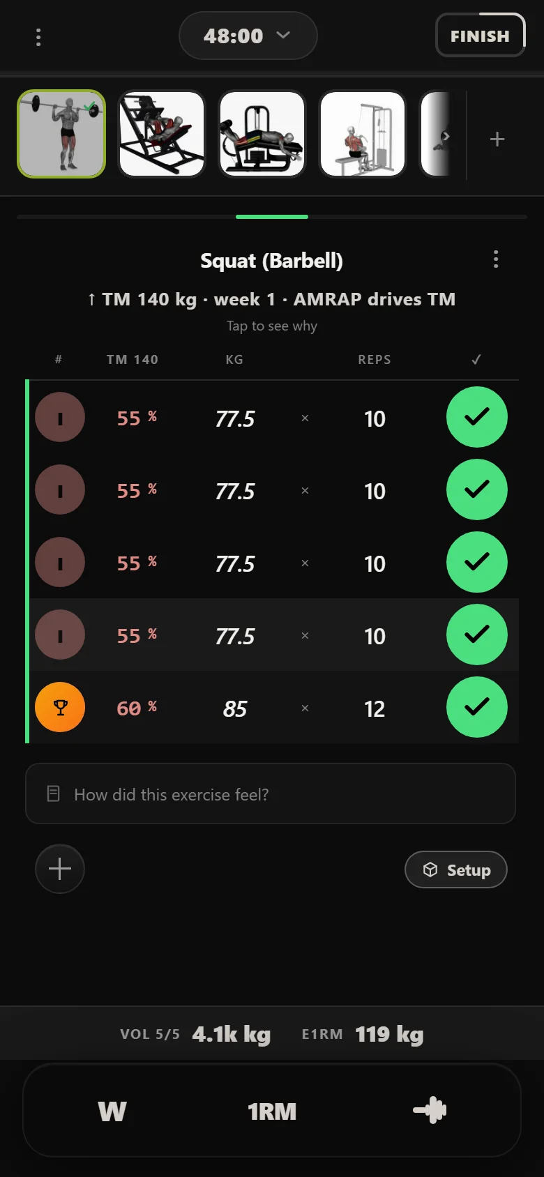 Durata logger: the squat's first session of the block
