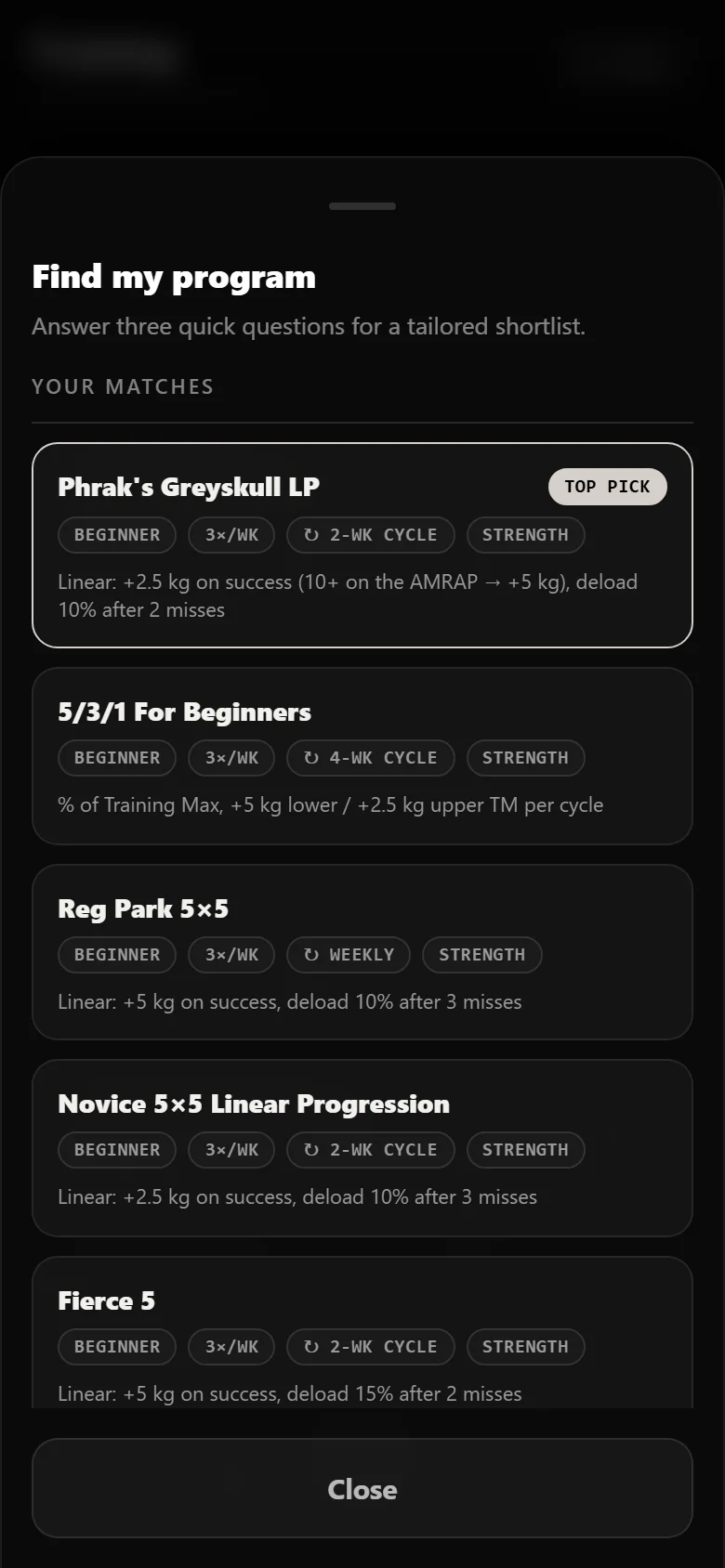 Durata finder results with Phrak's Greyskull LP as the top match