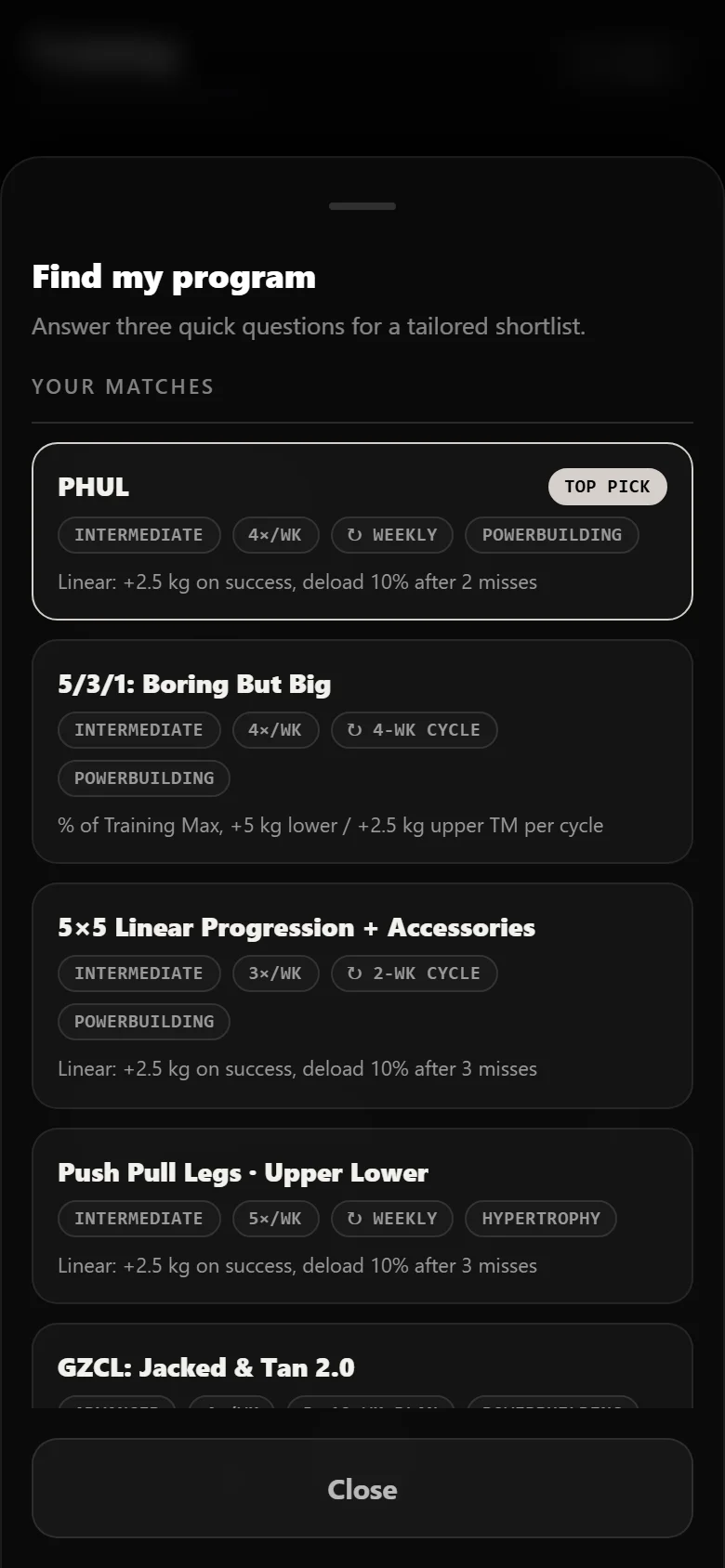 Durata finder results with PHUL as the top match