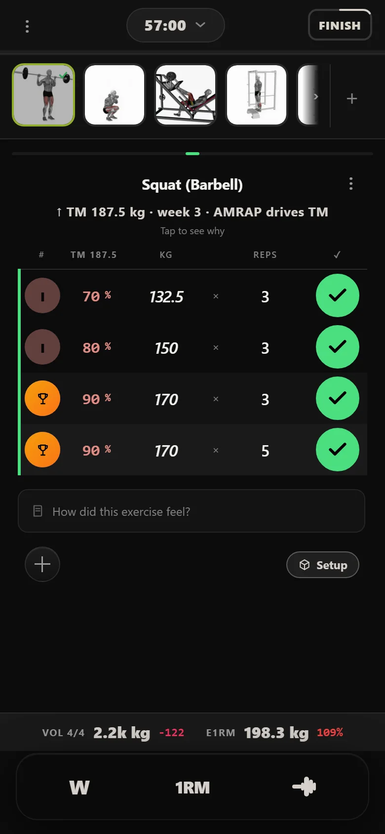 Durata logger: the squat at 170 kg in the fourth wave's triple week