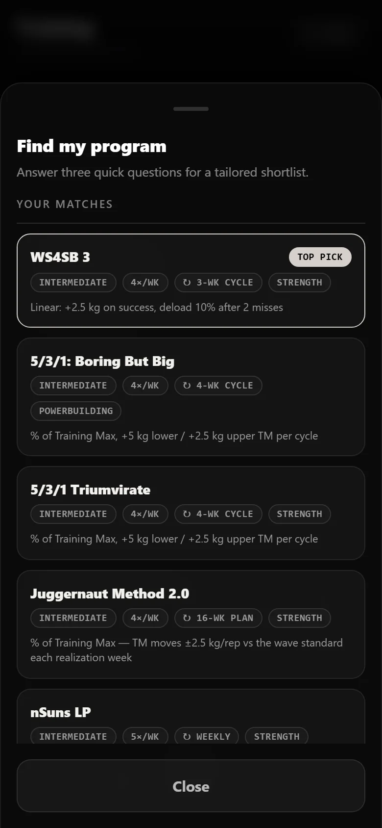 Durata finder results with WS4SB 3 as the top match