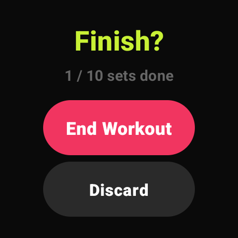 Finish workout on watch